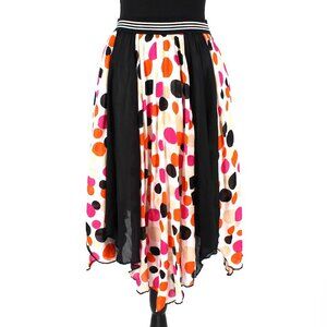 Jean Paul Junior Gaultier Black Multicolor Polka Dot Asymmetrical Skirt Small S